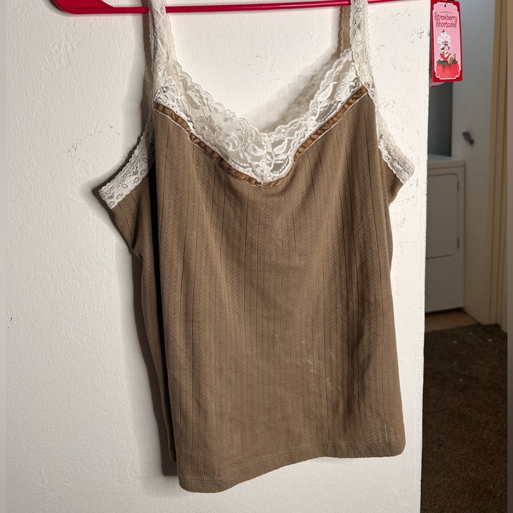 Together Tan Lace Accent Top